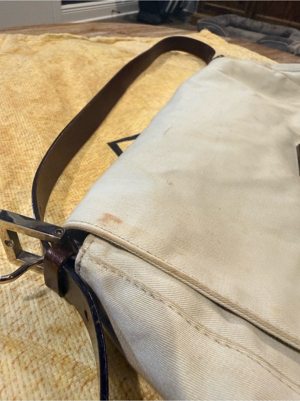 Vintage Fendi Canvas Tote with Brown Leather Trim - Picture 8 of 9